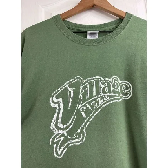 Village Pizza Athens Alabama Green Short Sleeve T Shirt Adult Size L Large - Picture 2 of 11